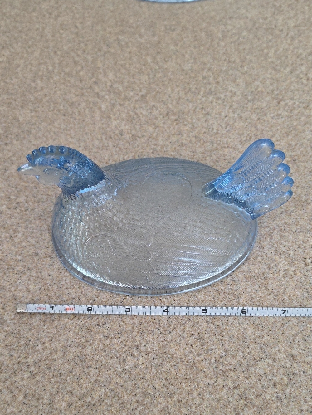 Vintage Indiana Glass Blue Bird Dish LID ONLY